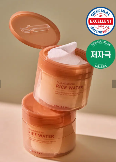 แผ่นทำความสะอาดผิวหน้า Somisome Rice Water Cleansing Water Pads (50 แผ่น)