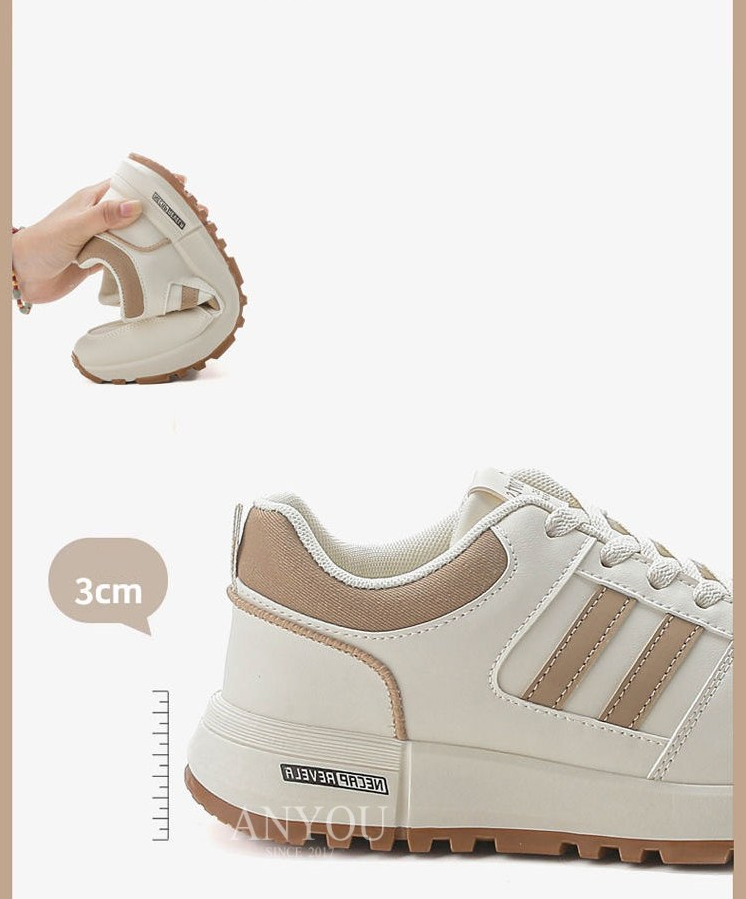 รองเท้าผ้าใบหนังสำหรับผู้หญิง คอลเลctionฤดูใบไม้ผลิ/ฤดูใบไม้ร่วง สินค้าใหม่ พื้นหนา กันลื่น