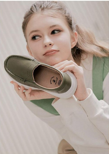 รองเท้าหนังวัวแท้ Beverly Hills Polo Club Easy Fit สำหรับผู้ชายและผู้หญิง สวมใส่สบาย แบบส้นแบนสำหรับผู้หญิง สวมง่าย