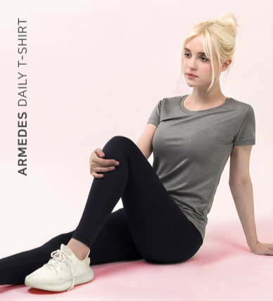 เสื้อยืดแขนสั้นทรงกลมผ้ายืดสี่ทิศทางสำหรับผู้หญิง Armedes รุ่น AR-211