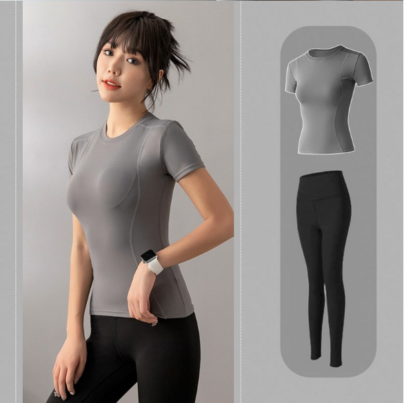 ชุดออกกำลังกาย 2 ชิ้น Master Jang Yoga & Pilates: เสื้อแขนสั้น + กางเกงเลกกิ้ง