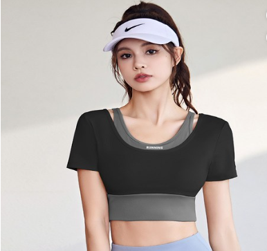 เสื้อยืดแขนสั้นสองจุดสำหรับผู้หญิงแบรนด์ Fianist สำหรับโยคะ