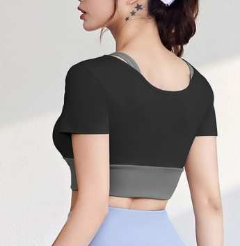 เสื้อยืดแขนสั้นสองจุดสำหรับผู้หญิงแบรนด์ Fianist สำหรับโยคะ