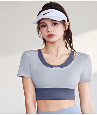 เสื้อยืดแขนสั้นสองจุดสำหรับผู้หญิงแบรนด์ Fianist สำหรับโยคะ