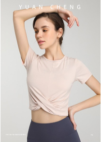 เสื้อยืดแขนสั้นทรงครอปแบบจับจีบสำหรับผู้หญิงจาก Fianist
