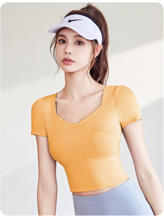 เสื้อครอปแขนสั้นสำหรับโยคะและพิลาทิสสำหรับผู้หญิงจาก Fianist