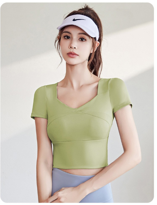 เสื้อครอปแขนสั้นสำหรับโยคะและพิลาทิสสำหรับผู้หญิงจาก Fianist