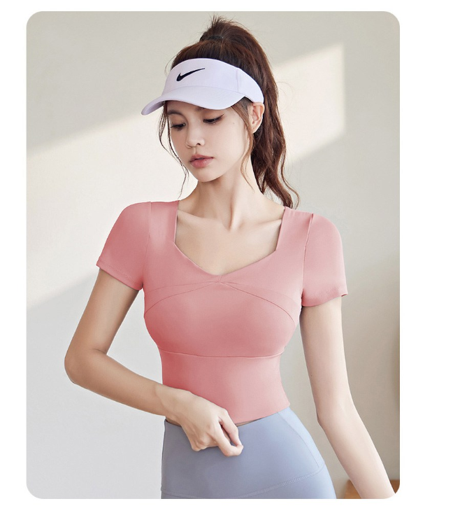 เสื้อครอปแขนสั้นสำหรับโยคะและพิลาทิสสำหรับผู้หญิงจาก Fianist