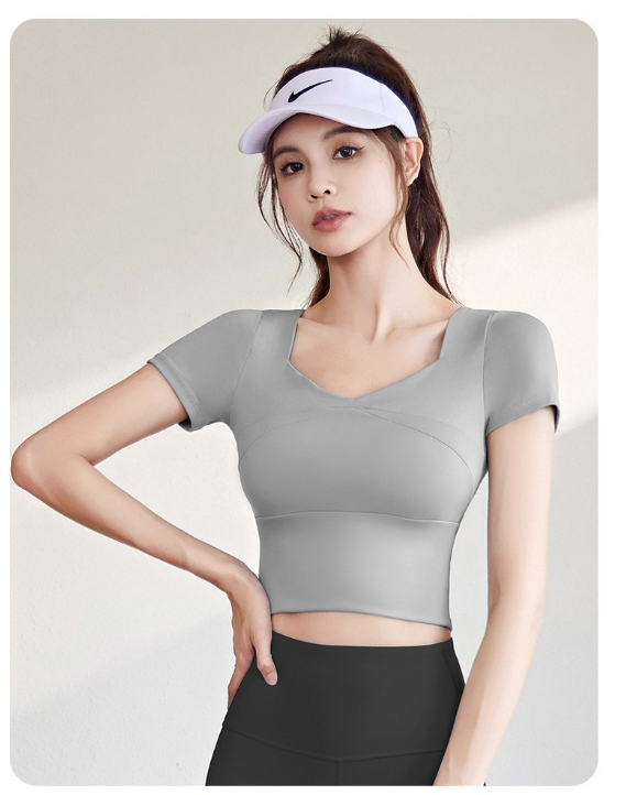 เสื้อครอปแขนสั้นสำหรับโยคะและพิลาทิสสำหรับผู้หญิงจาก Fianist