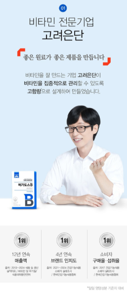 วิตามินบีรวม Megadose Koryo Eundan B ขนาด 51 กรัม จำนวน 60 เม็ด 1 แพ็ค