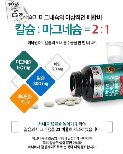 ผลิตภัณฑ์เสริมอาหาร NutriDDay ระดับพรีเมียม เสริมแคลเซียม แมกนีเซียม สังกะสี วิตามินดี จำนวน 90 เม็ด 1 แพ็ค