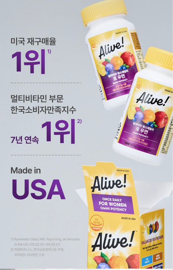 วิตามินรวมสำหรับผู้หญิง Alive Once Daily 30 เม็ด 1 แพ็ค