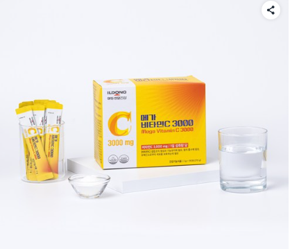 ILDONG เมกะวิตามินซี 3000 มก. วิตามินซีเข้มข้นสูง 100% บริสุทธิ์ (สำหรับใช้ 3 เดือน) 1 กล่อง 270 กรัม