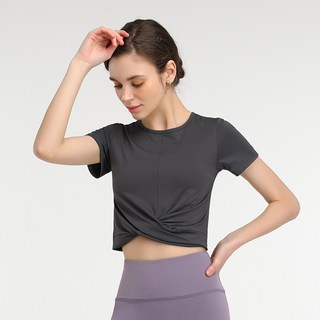 เสื้อยืดแขนสั้นทรงครอปแบบจับจีบสำหรับผู้หญิงจาก Fianist