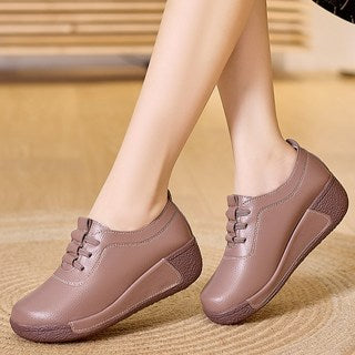 รองเท้าโลฟเฟอร์หนังสำหรับผู้หญิง BLTER สวมใส่สบาย ส้นสูง 5 ซม. รองเท้าสลิปออนเพิ่มความสูง รองเท้าแพลตฟอร์มสำหรับผู้หญิง รองเท้าเดรสแพลตฟอร์มสำหรับผู้หญิง รองเท้าแฟลตสำหรับผู้หญิง 6130