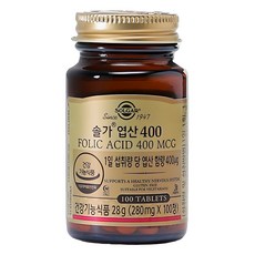 กรดโฟลิก Solgar 400, 100 เม็ด, 1 แพ็ค